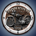 Vintage Motorcycle Legends LED Backlit Clock